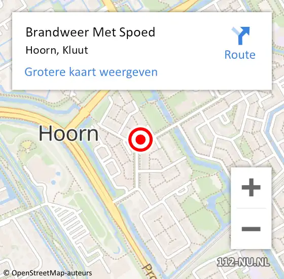 Locatie op kaart van de 112 melding: Brandweer Met Spoed Naar Hoorn, Kluut op 24 juni 2024 07:02