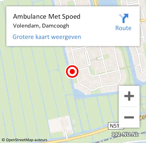 Locatie op kaart van de 112 melding: Ambulance Met Spoed Naar Volendam, Damcoogh op 24 juni 2024 07:38