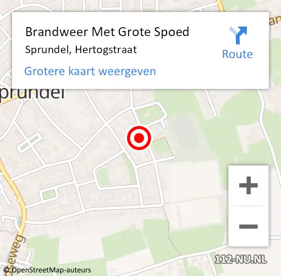 Locatie op kaart van de 112 melding: Brandweer Met Grote Spoed Naar Sprundel, Hertogstraat op 24 juni 2024 07:42