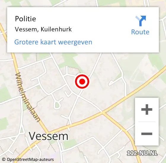 Locatie op kaart van de 112 melding: Politie Vessem, Kuilenhurk op 24 juni 2024 07:46