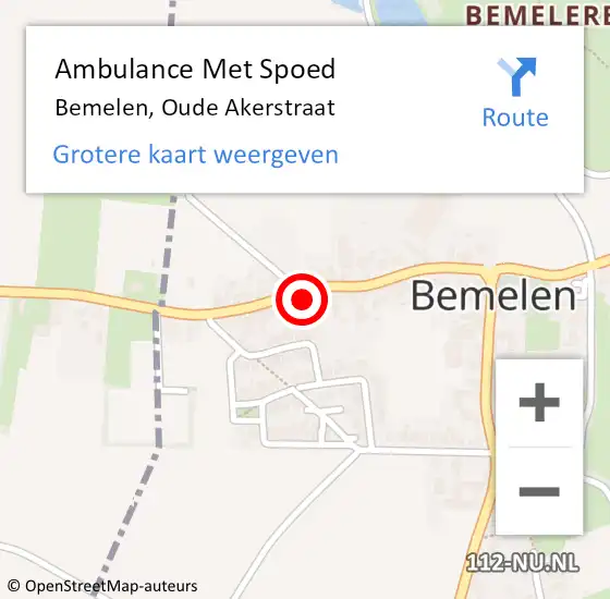 Locatie op kaart van de 112 melding: Ambulance Met Spoed Naar Bemelen, Oude Akerstraat op 10 oktober 2014 14:02