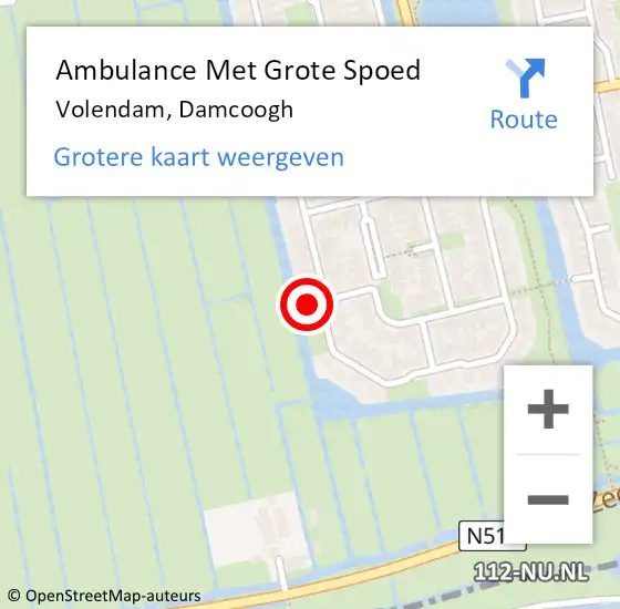 Locatie op kaart van de 112 melding: Ambulance Met Grote Spoed Naar Volendam, Damcoogh op 24 juni 2024 07:55