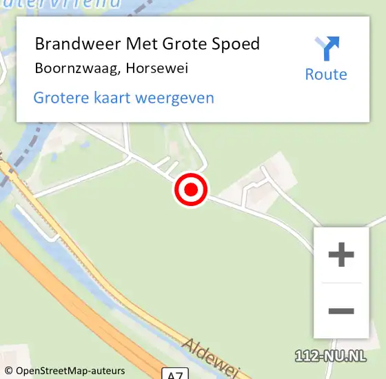 Locatie op kaart van de 112 melding: Brandweer Met Grote Spoed Naar Boornzwaag, Horsewei op 10 oktober 2014 14:03