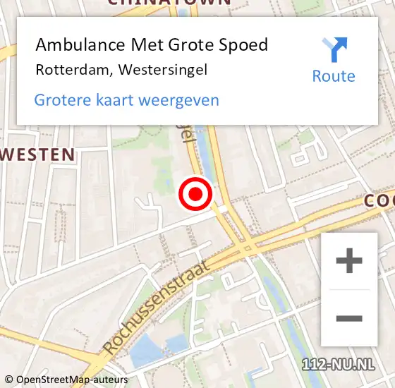 Locatie op kaart van de 112 melding: Ambulance Met Grote Spoed Naar Rotterdam, Westersingel op 24 juni 2024 08:01