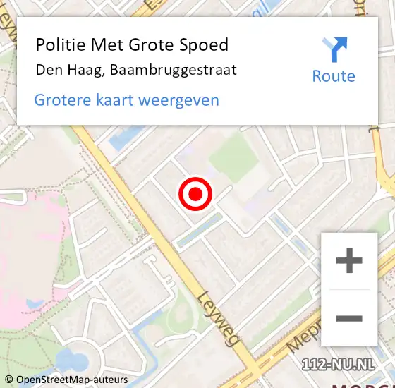 Locatie op kaart van de 112 melding: Politie Met Grote Spoed Naar Den Haag, Baambruggestraat op 24 juni 2024 08:06