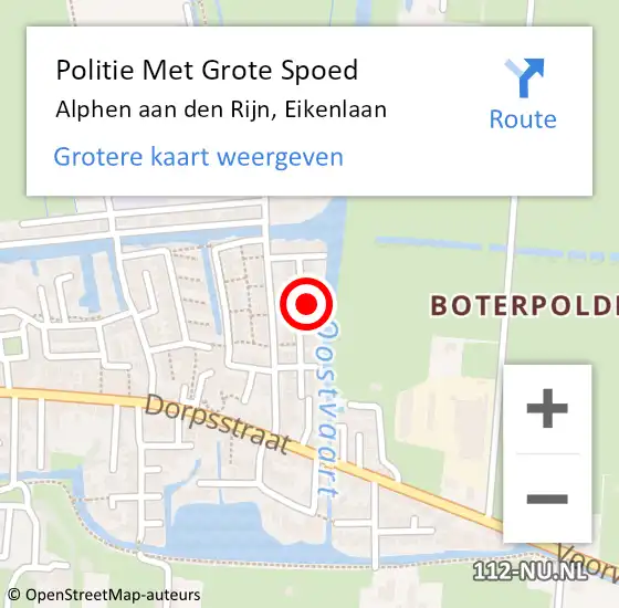 Locatie op kaart van de 112 melding: Politie Met Grote Spoed Naar Alphen aan den Rijn, Eikenlaan op 24 juni 2024 08:09