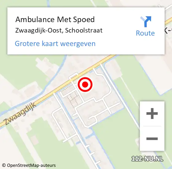 Locatie op kaart van de 112 melding: Ambulance Met Spoed Naar Zwaagdijk-Oost, Schoolstraat op 24 juni 2024 08:27