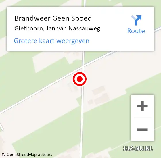 Locatie op kaart van de 112 melding: Brandweer Geen Spoed Naar Giethoorn, Jan van Nassauweg op 24 juni 2024 08:29