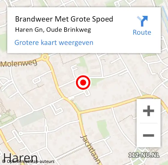 Locatie op kaart van de 112 melding: Brandweer Met Grote Spoed Naar Haren Gn, Oude Brinkweg op 24 juni 2024 08:40