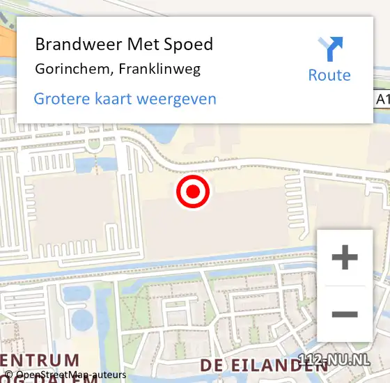 Locatie op kaart van de 112 melding: Brandweer Met Spoed Naar Gorinchem, Franklinweg op 24 juni 2024 08:46