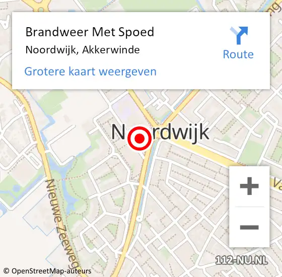 Locatie op kaart van de 112 melding: Brandweer Met Spoed Naar Noordwijk, Akkerwinde op 24 juni 2024 08:47