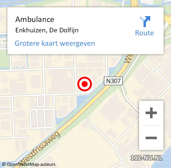 Locatie op kaart van de 112 melding: Ambulance Enkhuizen, De Dolfijn op 24 juni 2024 08:58