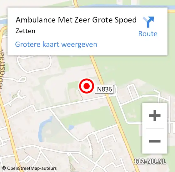 Locatie op kaart van de 112 melding: Ambulance Met Zeer Grote Spoed Naar Zetten op 24 juni 2024 09:10