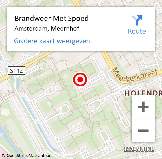 Locatie op kaart van de 112 melding: Brandweer Met Spoed Naar Amsterdam, Meernhof op 24 juni 2024 09:15