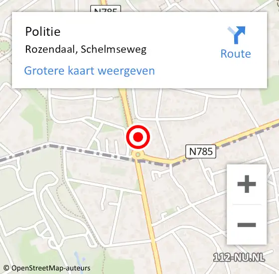 Locatie op kaart van de 112 melding: Politie Rozendaal, Schelmseweg op 24 juni 2024 09:30