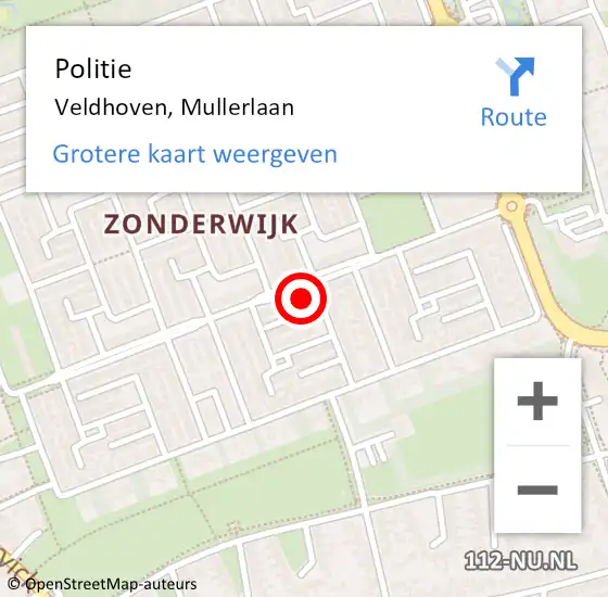 Locatie op kaart van de 112 melding: Politie Veldhoven, Mullerlaan op 24 juni 2024 09:34