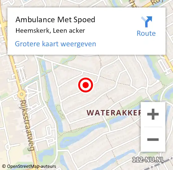 Locatie op kaart van de 112 melding: Ambulance Met Spoed Naar Heemskerk, Leen acker op 24 juni 2024 09:41