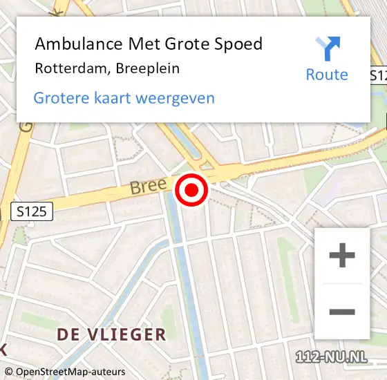 Locatie op kaart van de 112 melding: Ambulance Met Grote Spoed Naar Rotterdam, Breeplein op 24 juni 2024 09:46