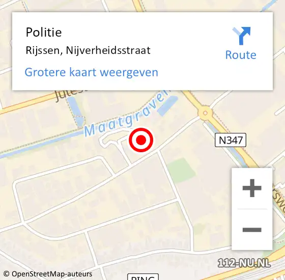 Locatie op kaart van de 112 melding: Politie Rijssen, Nijverheidsstraat op 24 juni 2024 09:48