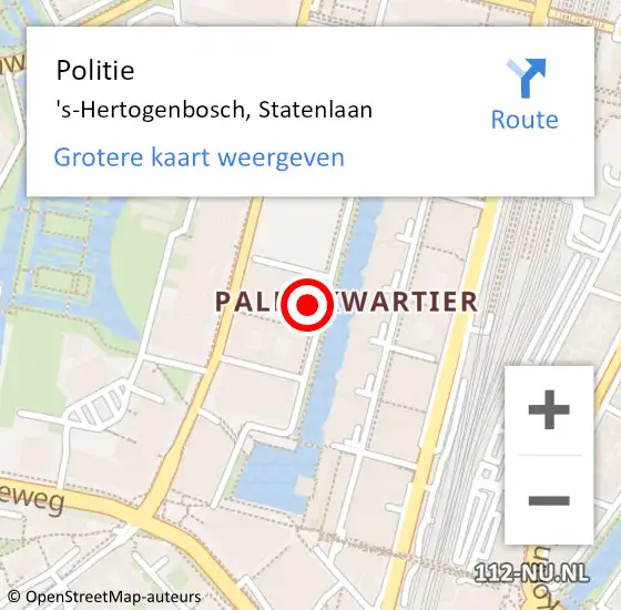 Locatie op kaart van de 112 melding: Politie 's-Hertogenbosch, Statenlaan op 24 juni 2024 09:49