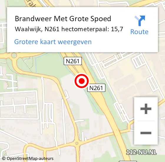 Locatie op kaart van de 112 melding: Brandweer Met Grote Spoed Naar Waalwijk, N261 hectometerpaal: 15,7 op 24 juni 2024 10:05