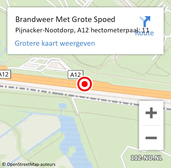 Locatie op kaart van de 112 melding: Brandweer Met Grote Spoed Naar Pijnacker-Nootdorp, A12 hectometerpaal: 11 op 24 juni 2024 10:05