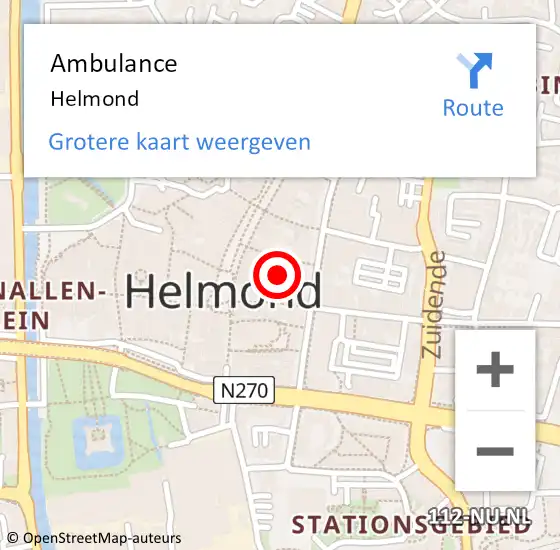 Locatie op kaart van de 112 melding: Ambulance Helmond op 24 juni 2024 10:06