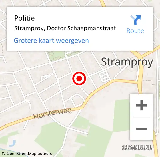 Locatie op kaart van de 112 melding: Politie Stramproy, Doctor Schaepmanstraat op 24 juni 2024 10:09