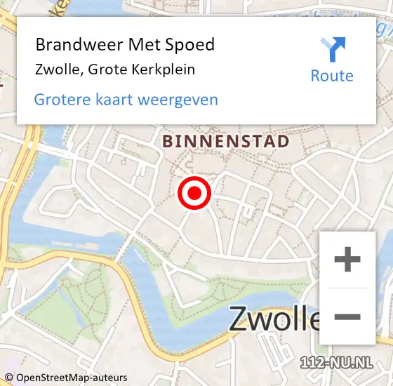 Locatie op kaart van de 112 melding: Brandweer Met Spoed Naar Zwolle, Grote Kerkplein op 24 juni 2024 10:11