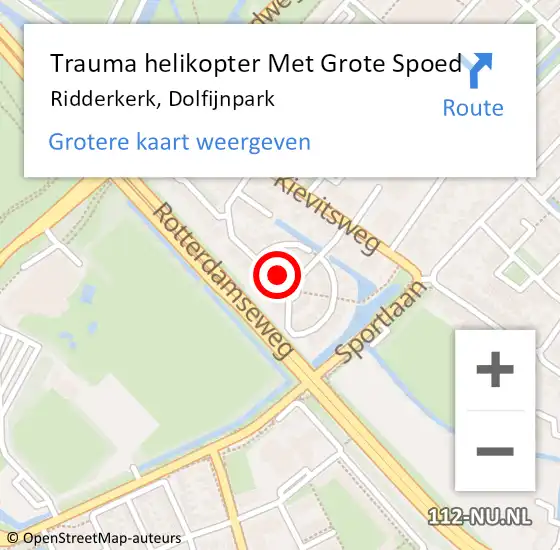 Locatie op kaart van de 112 melding: Trauma helikopter Met Grote Spoed Naar Ridderkerk, Dolfijnpark op 24 juni 2024 10:11