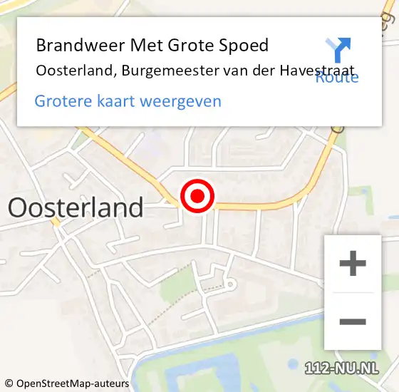 Locatie op kaart van de 112 melding: Brandweer Met Grote Spoed Naar Oosterland, Burgemeester van der Havestraat op 24 juni 2024 10:25