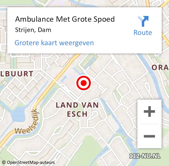 Locatie op kaart van de 112 melding: Ambulance Met Grote Spoed Naar Strijen, Dam op 24 juni 2024 10:46