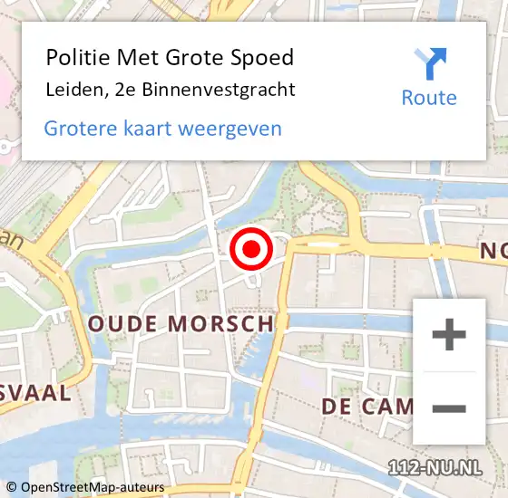 Locatie op kaart van de 112 melding: Politie Met Grote Spoed Naar Leiden, 2e Binnenvestgracht op 24 juni 2024 10:50