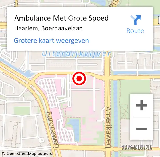 Locatie op kaart van de 112 melding: Ambulance Met Grote Spoed Naar Haarlem, Boerhaavelaan op 24 juni 2024 10:56