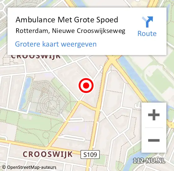 Locatie op kaart van de 112 melding: Ambulance Met Grote Spoed Naar Rotterdam, Nieuwe Crooswijkseweg op 24 juni 2024 10:57