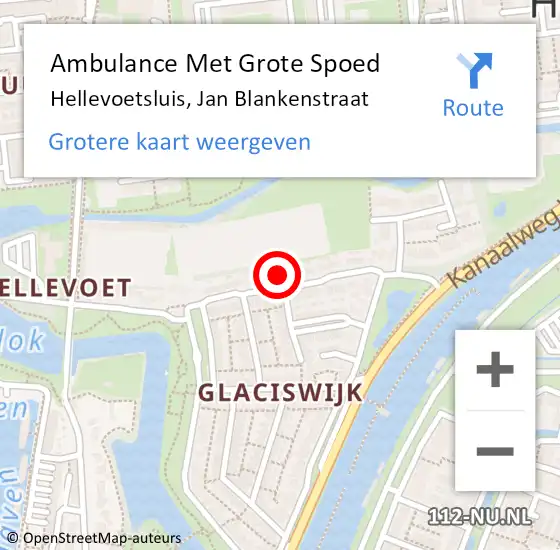 Locatie op kaart van de 112 melding: Ambulance Met Grote Spoed Naar Hellevoetsluis, Jan Blankenstraat op 24 juni 2024 10:57