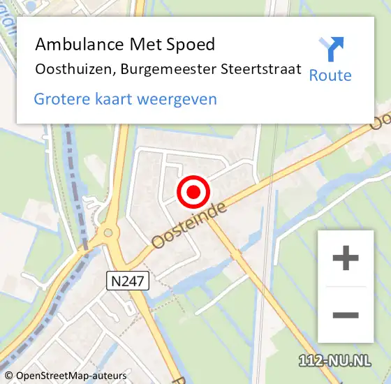 Locatie op kaart van de 112 melding: Ambulance Met Spoed Naar Oosthuizen, Burgemeester Steertstraat op 24 juni 2024 11:03