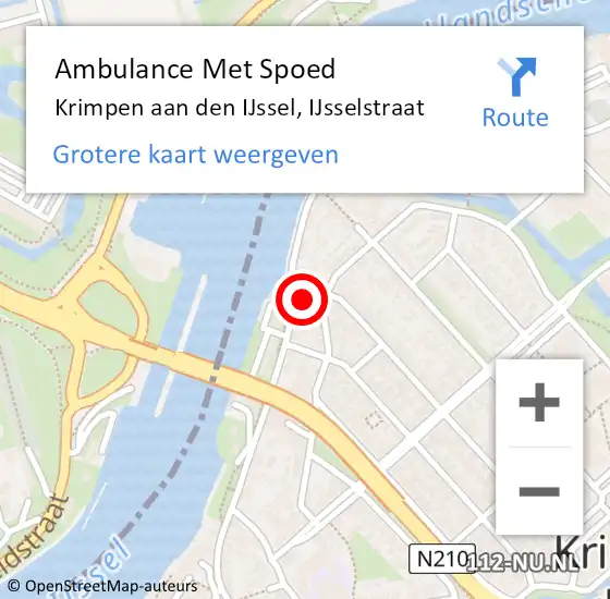 Locatie op kaart van de 112 melding: Ambulance Met Spoed Naar Krimpen aan den IJssel, IJsselstraat op 24 juni 2024 11:15