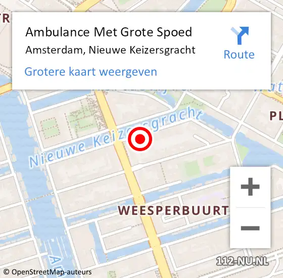 Locatie op kaart van de 112 melding: Ambulance Met Grote Spoed Naar Amsterdam, Nieuwe Keizersgracht op 24 juni 2024 11:18