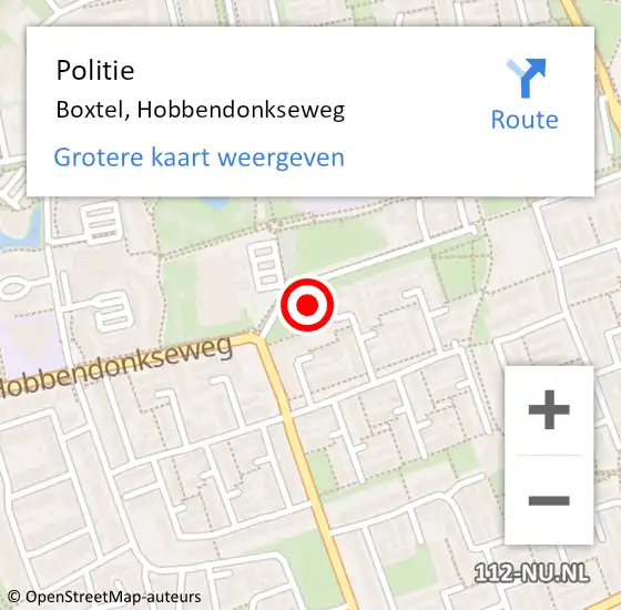 Locatie op kaart van de 112 melding: Politie Boxtel, Hobbendonkseweg op 24 juni 2024 11:27