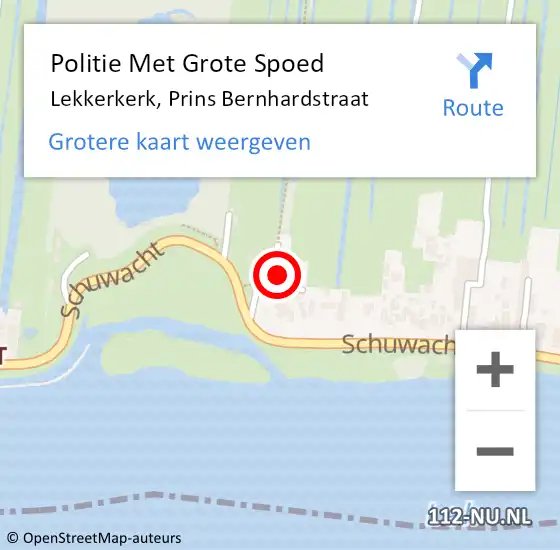 Locatie op kaart van de 112 melding: Politie Met Grote Spoed Naar Lekkerkerk, Prins Bernhardstraat op 24 juni 2024 11:46