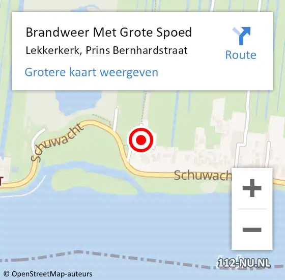 Locatie op kaart van de 112 melding: Brandweer Met Grote Spoed Naar Lekkerkerk, Prins Bernhardstraat op 24 juni 2024 11:46