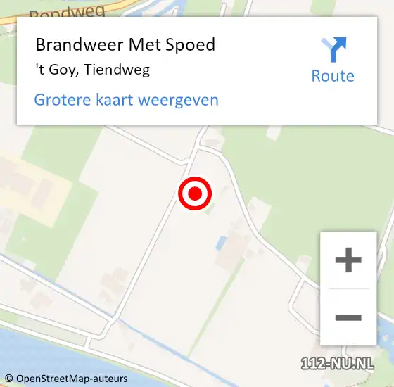 Locatie op kaart van de 112 melding: Brandweer Met Spoed Naar 't Goy, Tiendweg op 24 juni 2024 11:59