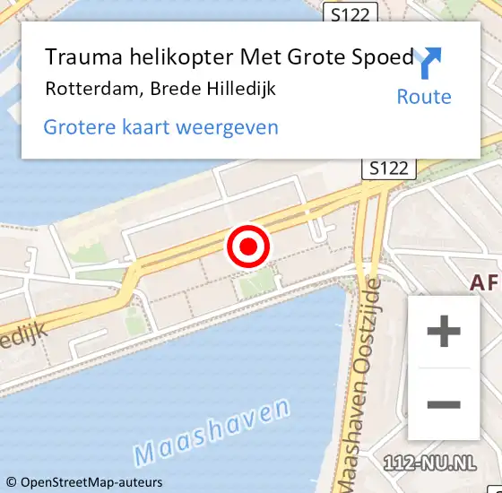 Locatie op kaart van de 112 melding: Trauma helikopter Met Grote Spoed Naar Rotterdam, Brede Hilledijk op 24 juni 2024 12:00