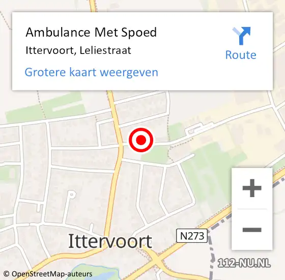 Locatie op kaart van de 112 melding: Ambulance Met Spoed Naar Ittervoort, Leliestraat op 24 juni 2024 12:03