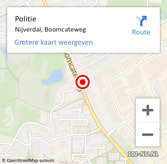 Locatie op kaart van de 112 melding: Politie Nijverdal, Boomcateweg op 24 juni 2024 12:08