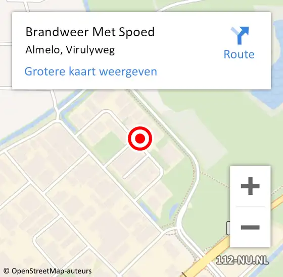 Locatie op kaart van de 112 melding: Brandweer Met Spoed Naar Almelo, Virulyweg op 24 juni 2024 12:14