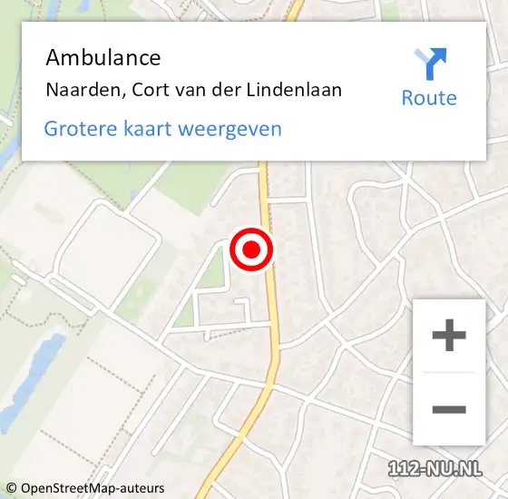 Locatie op kaart van de 112 melding: Ambulance Naarden, Cort van der Lindenlaan op 24 juni 2024 12:24