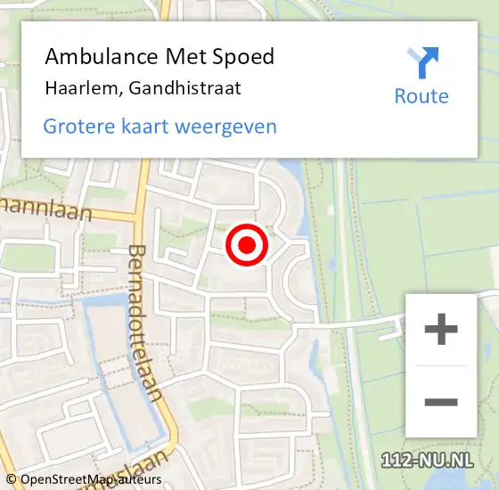 Locatie op kaart van de 112 melding: Ambulance Met Spoed Naar Haarlem, Gandhistraat op 24 juni 2024 12:36