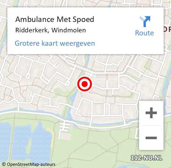 Locatie op kaart van de 112 melding: Ambulance Met Spoed Naar Ridderkerk, Windmolen op 24 juni 2024 12:42